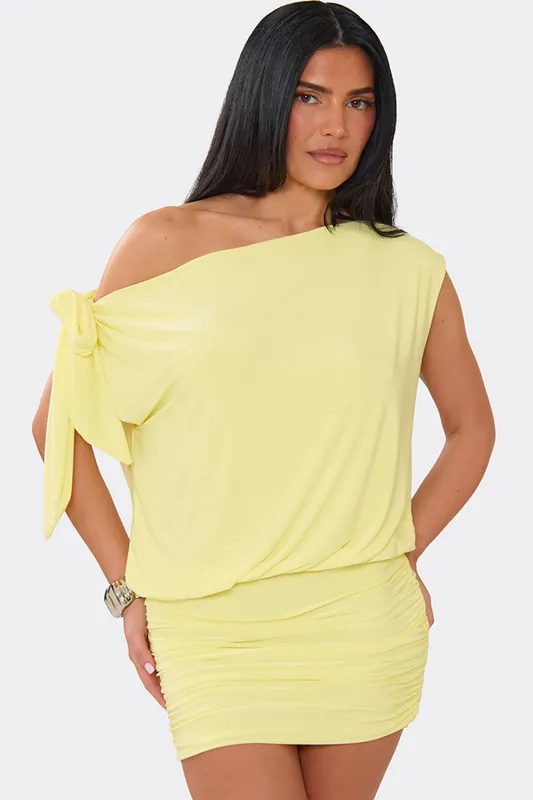 Blouson Style Strappy Tie Mini Dress - EGO