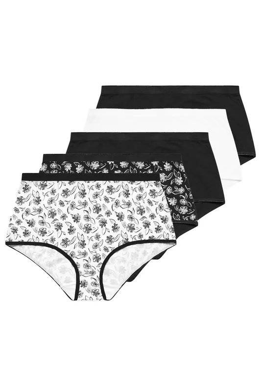 5 Pack Floral Print Full Briefs - Yours