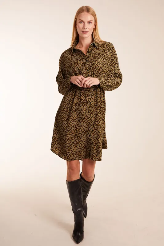 Leopard Shirt Dress - Blue Vanilla