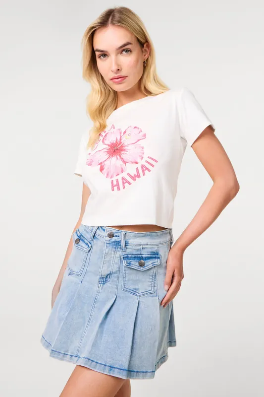 Ivory Hibiscus Flower Aloha Hawaii T-Shirt