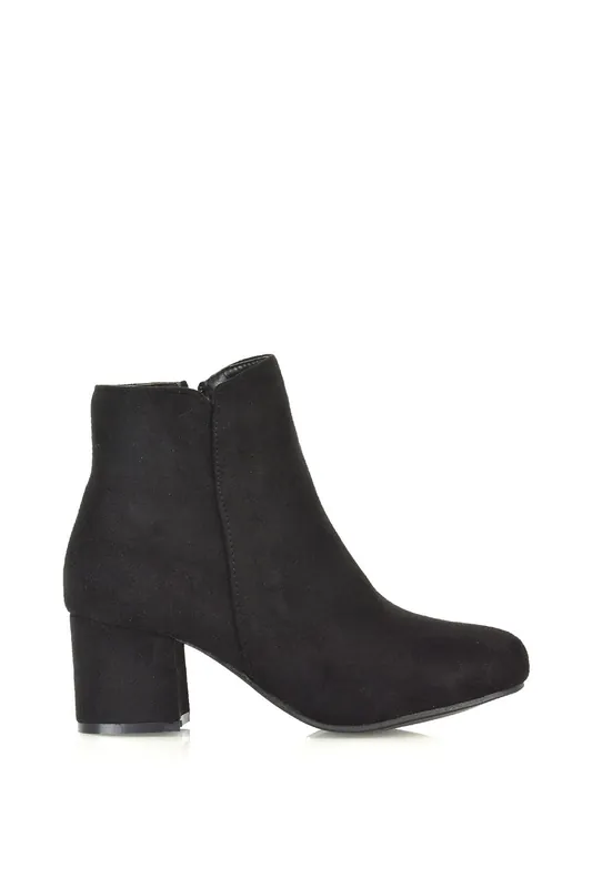Saffy' Mid Block Heel Zip Up Ankle Boots - XY London