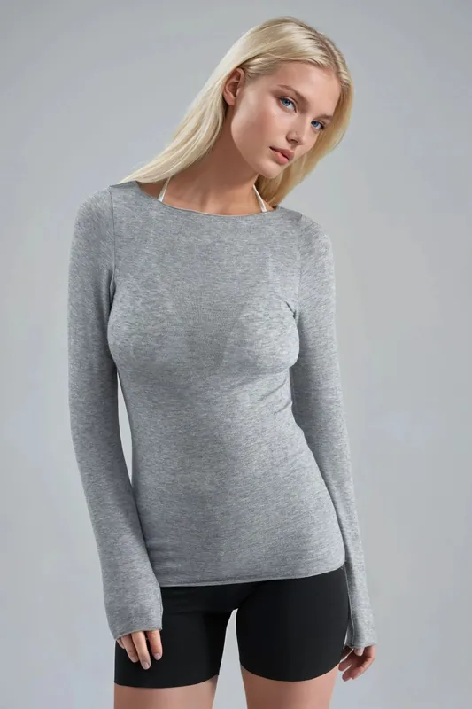 Slim Fit Boat Neck Blouse - Busem
