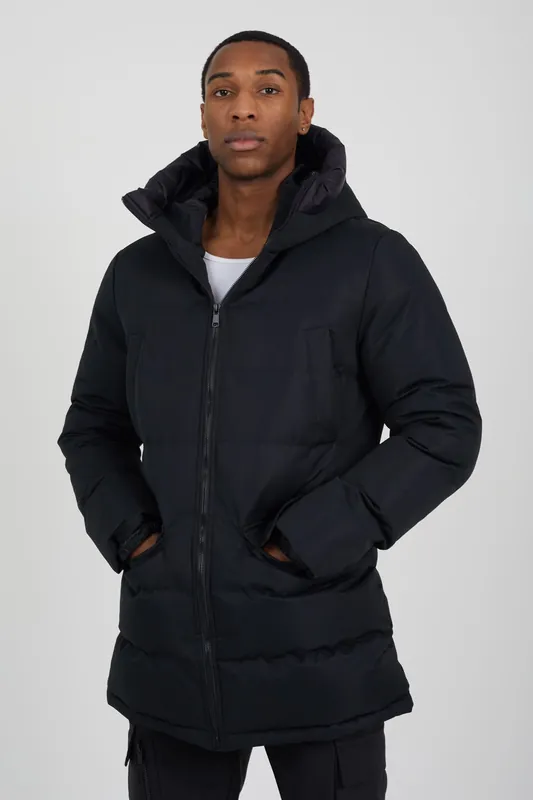 Longline Heat Seal Padded Hooded Jacket - Brave Soul