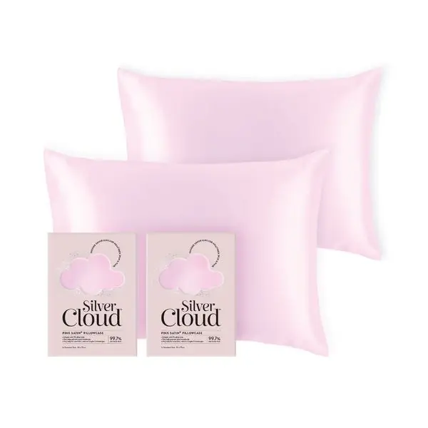 Silver Cloud Silver Ion Infused Satin Pillowcase Pink- Twinpack