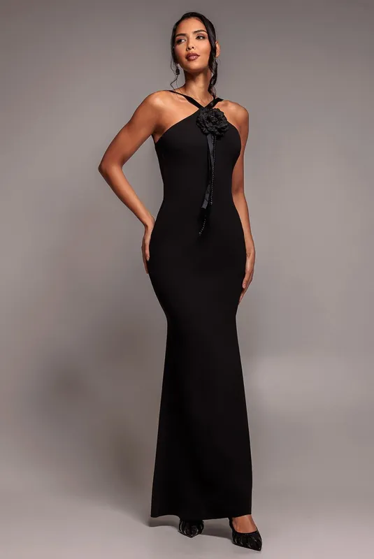 Racer Neck Corsage Scuba Maxi - Goddiva