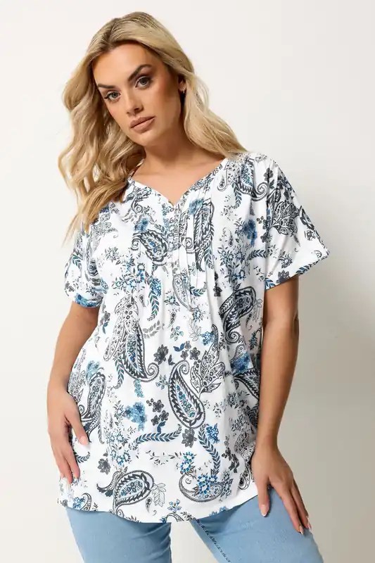 Paisley Pintuck Short Sleeve Top - Yours