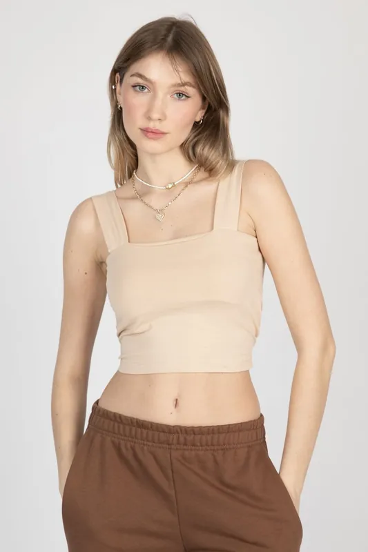 Square Neck Basic Crop Top - Hiccup