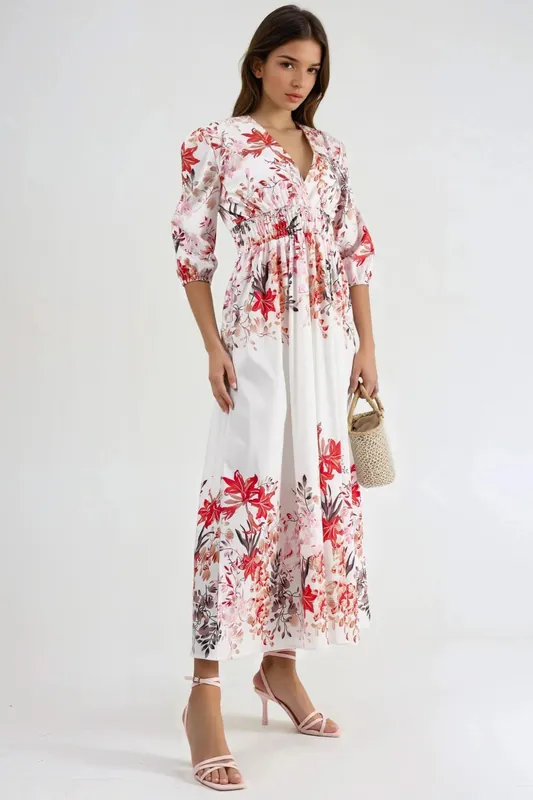 Floral V-neck Maxi Dress