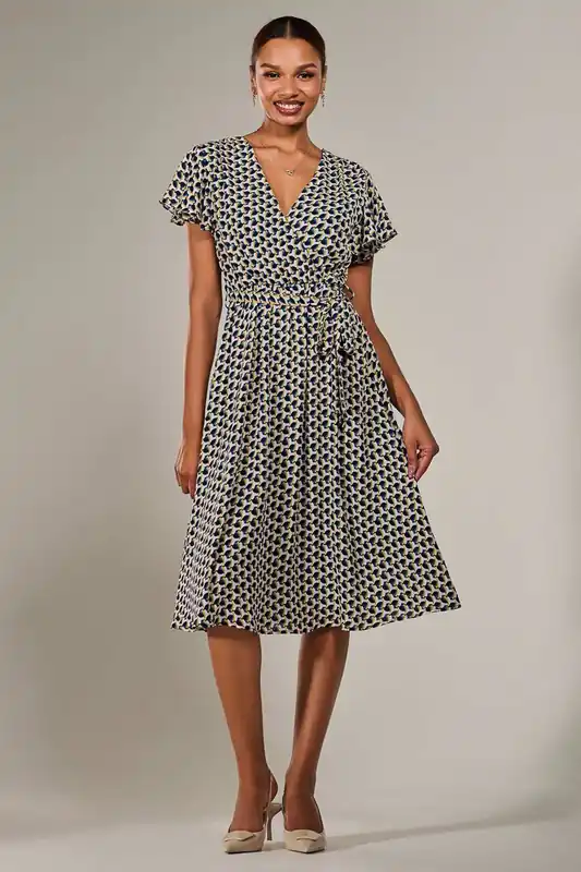 Short Sleeve Side Tie Midi Dress - Jolie Moi