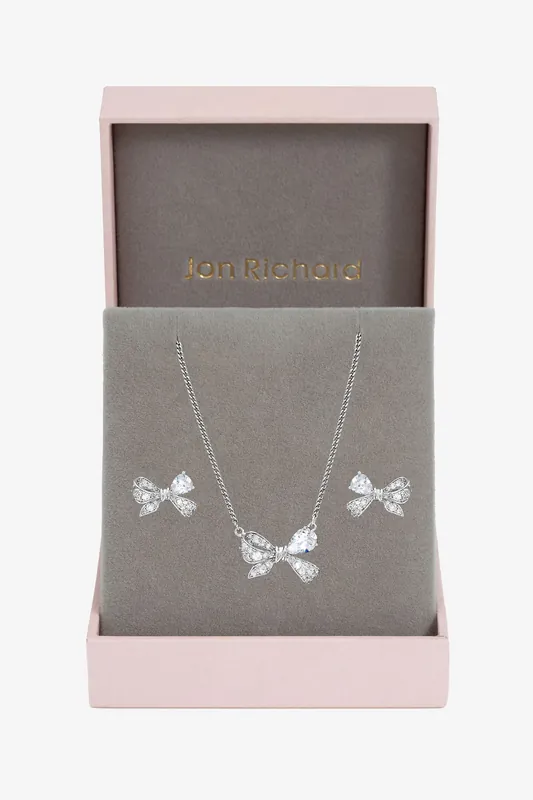 Rhodium Plated Bow Box Set - Gift Box