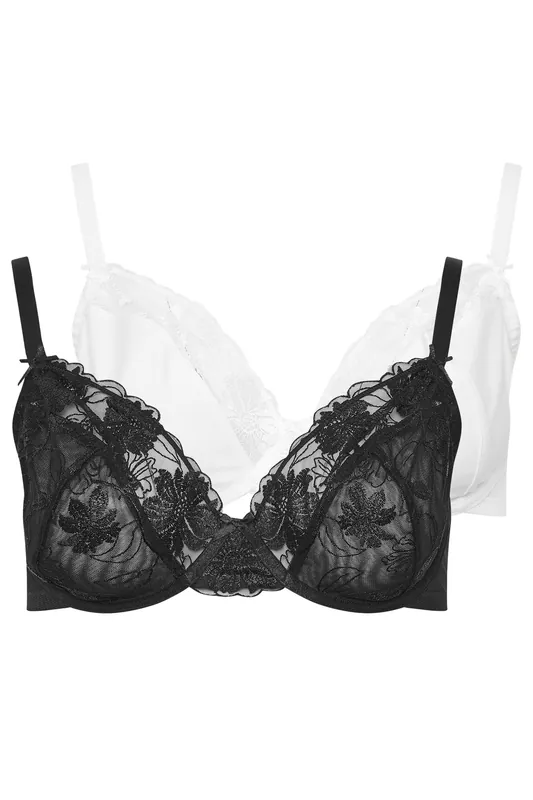 2 Pack Lace Non Padded Underwired Bras - Yours