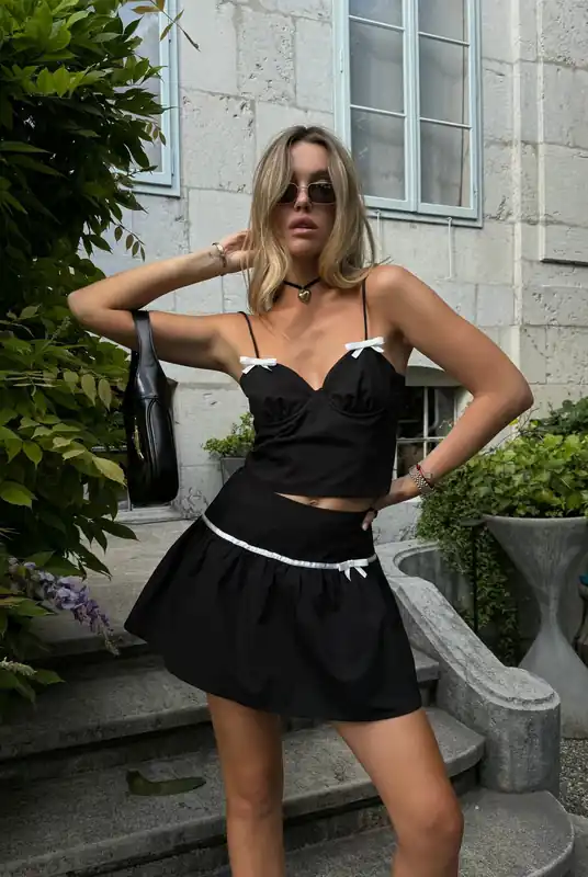 Black Bow-Detail Cami Top