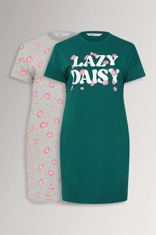 2 Pack 'Lazy Daisy' Nightdresses - Yours