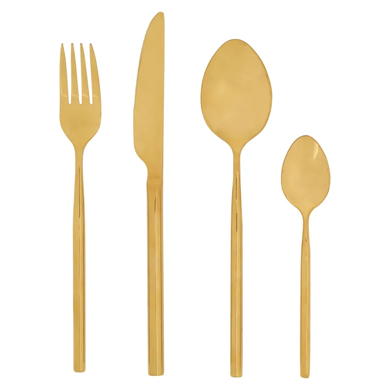 Modern Retro 16 Pc Gold Finish Cutlery Set - Orsina