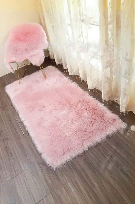 60Cm x 90Cm Handmade Shag Pink Rug - Living and Home