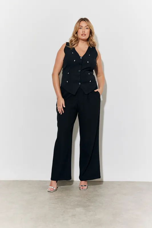 Black Embelished Waistcoat - In The Style