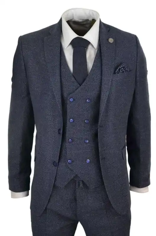 Wool 3 Piece Suit Double Breasted Waistcoat Tweed Peaky Blinders 1920s - Infinity Leather