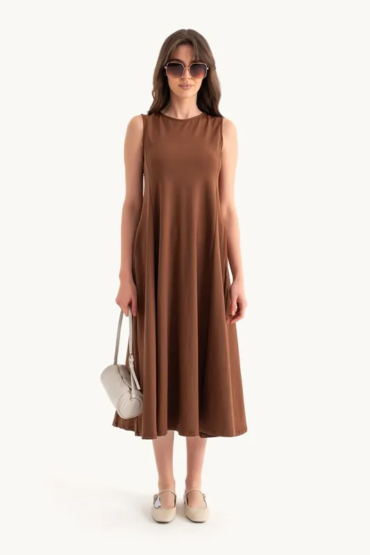 Round Neck Midi Casual Dress - Hiccup