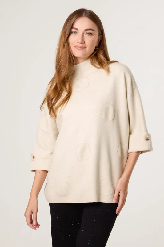 Stone Circle Rhinestone Jumper - Blue Vanilla