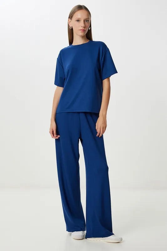 Casual Short Sleeve Crew Neck Drawstring Waist Two-Piece Co-Ord Set