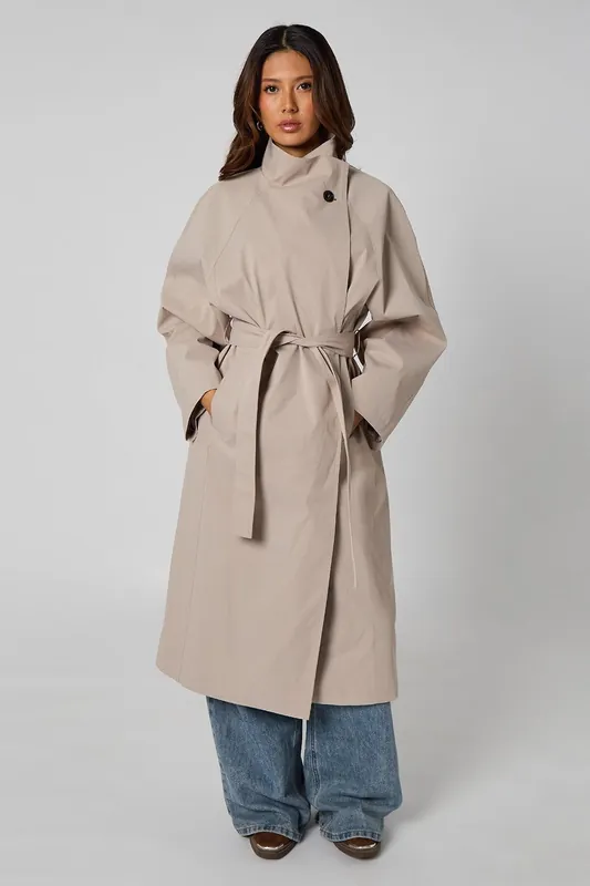 High Neck Button Trench - Urban Bliss