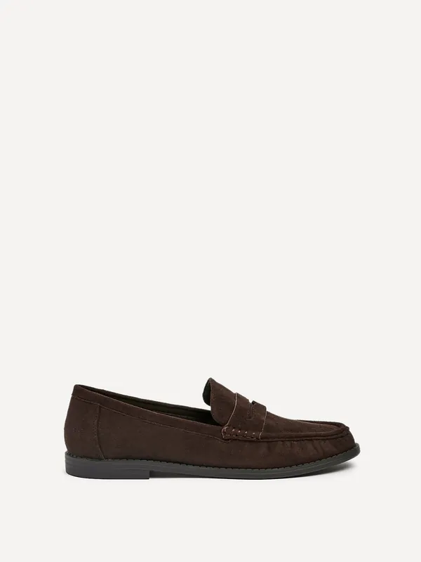 Precise Brown Faux Suede Classic Loafer - Linzi