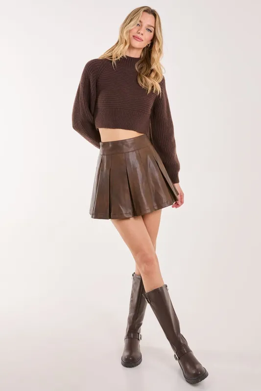 Washed Pleated Mini Skirt - Pink Vanilla