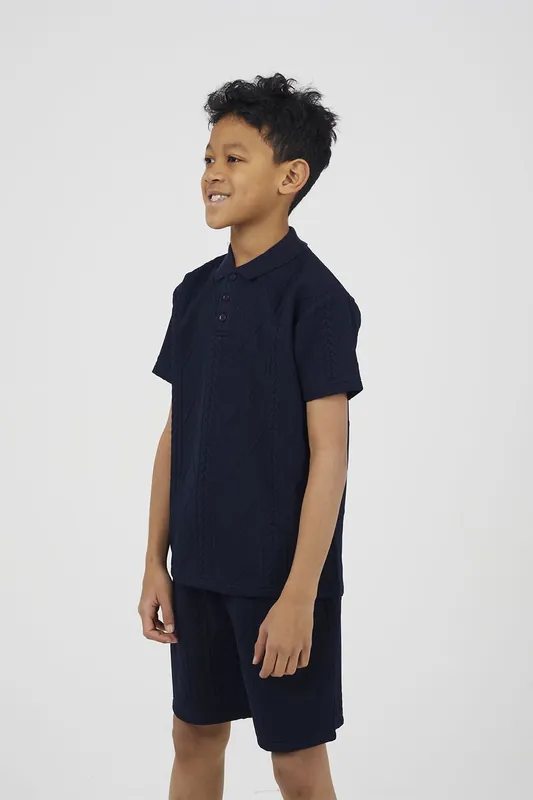 Jacquard Polo Shirt & Shorts Outfit Set - Brave Soul