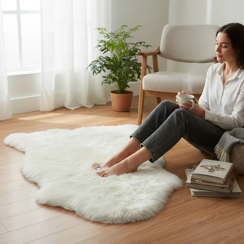 Soft Real Sheepskin Natural Wool Single Rug - Single