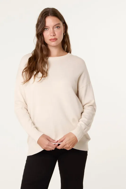 Stone Round Neck Jumper - Blue Vanilla