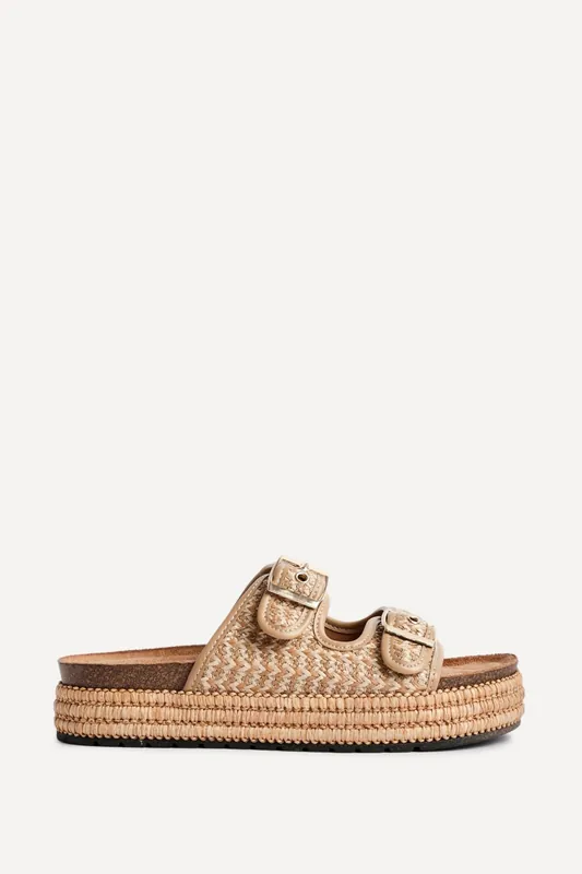Cici Beige Flatform Slider Sandals - Linzi