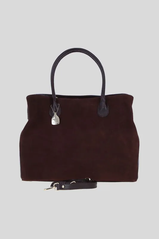 Real Leather and Suede Large Handbag with Detachable Strap - Ashwood Leather