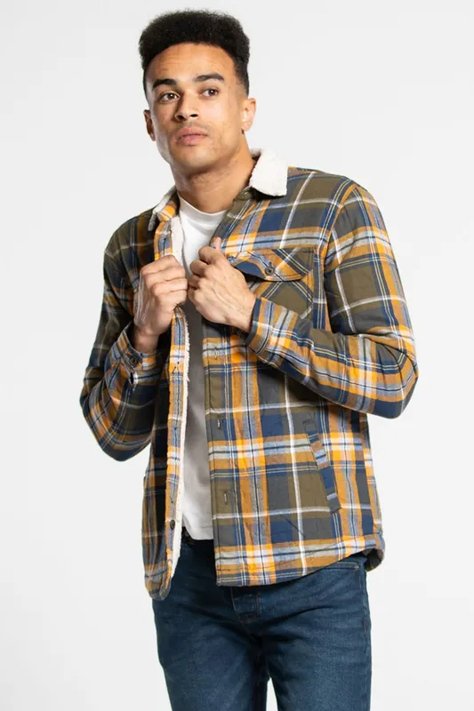Cotton Long Sleeve Padded Check Shirt With Sherpa Lining - Tokyo Laundry