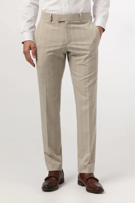 Putty Check Slim Fit Trouser - Antique Rogue