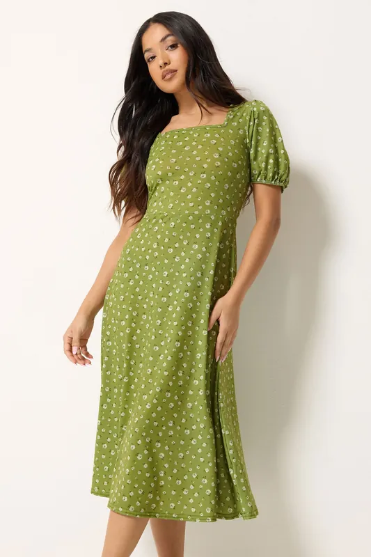 Petite Ditsy Floral Midi Dress - PixieGirl