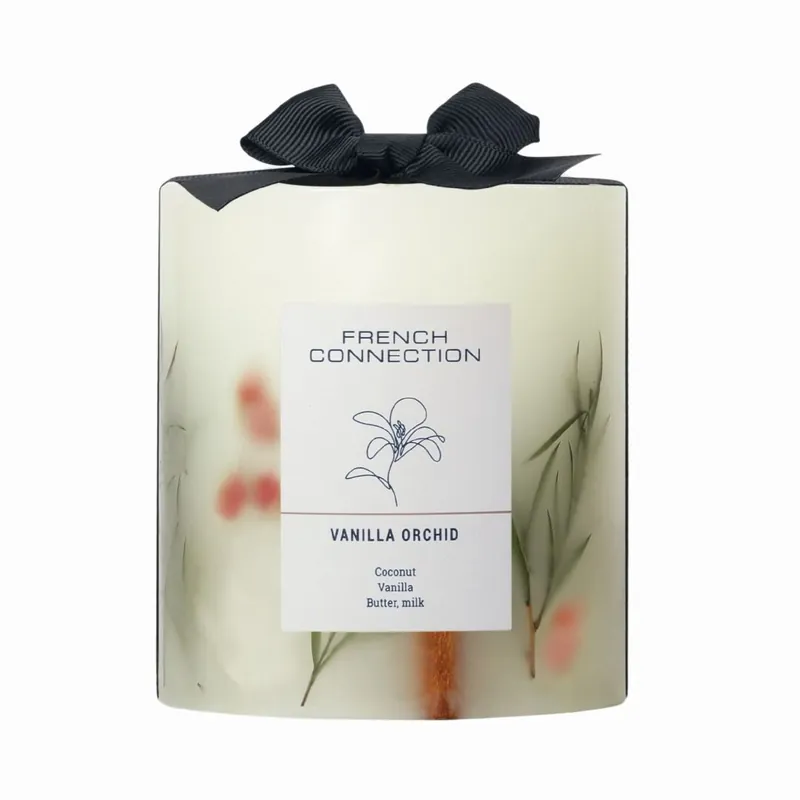French Connection Vanilla Scented Candle Botanical Pillar Candle 1.5kg