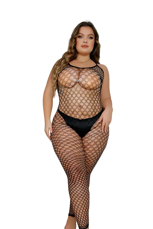 Plus Size Footless Crochet Bodystocking - Loving Joy