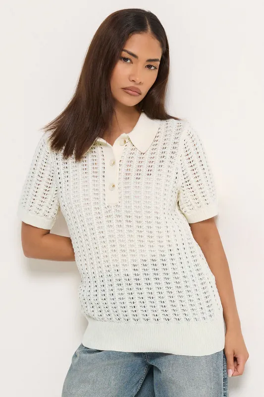 Petite Crochet Polo Top - PixieGirl