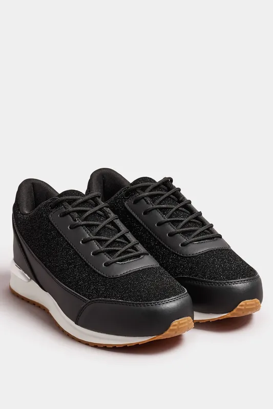 Wide Fit Glitter Metallic Trim Trainers - Yours