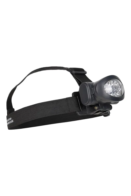 Lightweight Adjustable Head Strap Weatherproof 10 LED Head Torch - Mountain Warehouse