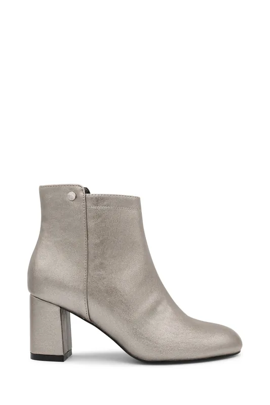 Aria' Metallic Mid Block Heel Ankle Boot - Paradox London