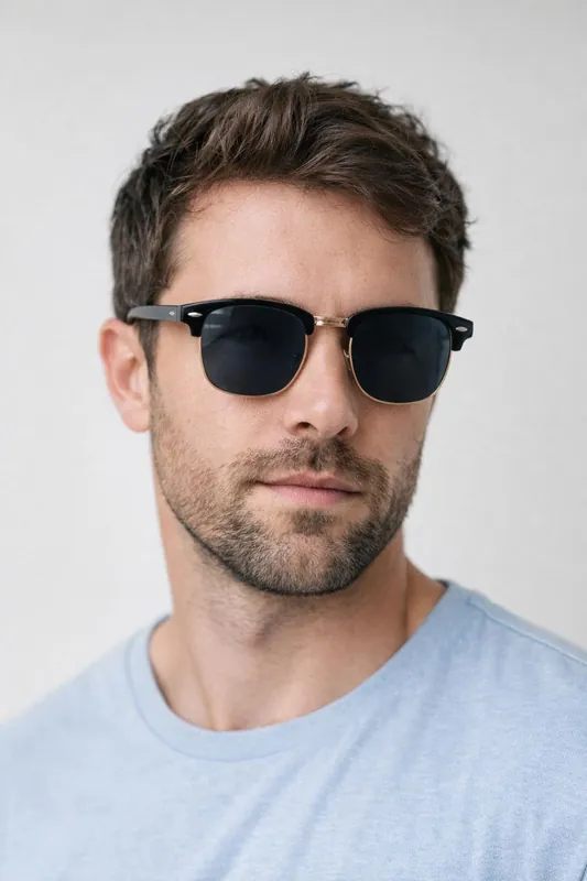 Black Clubmaster Sunglasses with Black Lenses - SVNX