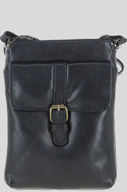 Compact Leather Phone Bag with Adjustable Strap and Brass Hardware - Ashwood Leather