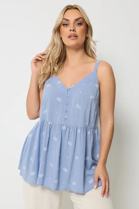 Embroidered Button Cami Vest Top - Yours