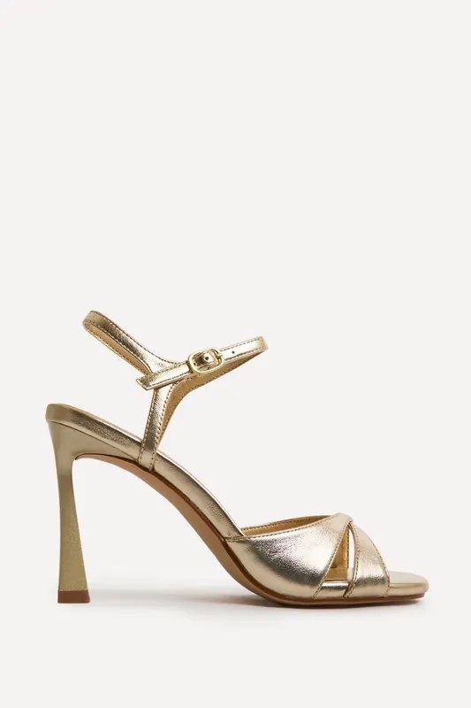 Compelled Gold Stiletto Heeled Sandals - Linzi