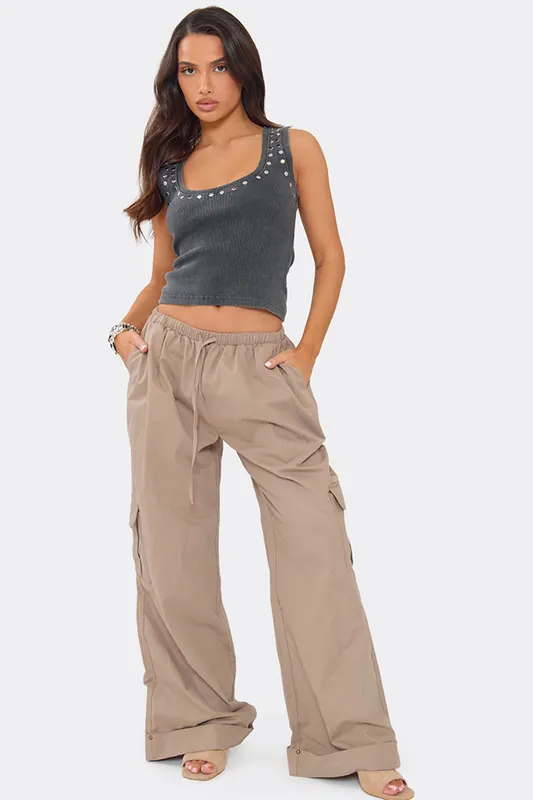 Wide Leg Low Rise Trousers - EGO