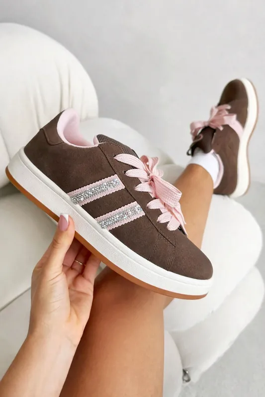 Crystal Velvet Stripe Trainers - Love Lemonade