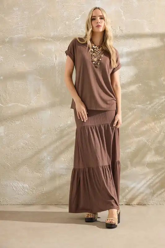 Tall Textured Tiered Maxi Skirt - Long Tall Sally
