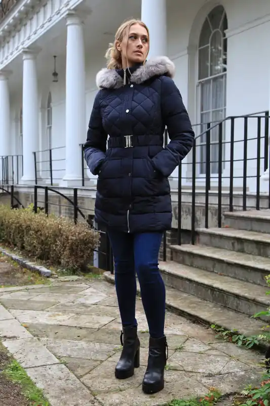 Silver Grey Quilted Longline Puffer - DOUBLE SECOND
