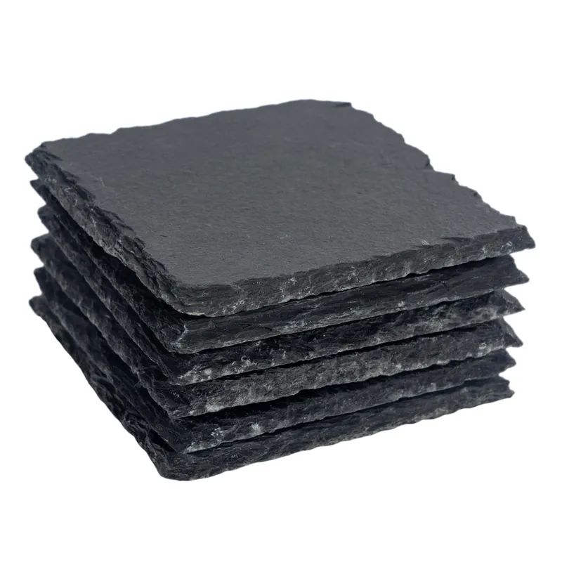 10cm Square Slate Coasters - Set of 6 Natural Stone Drinks Coasters